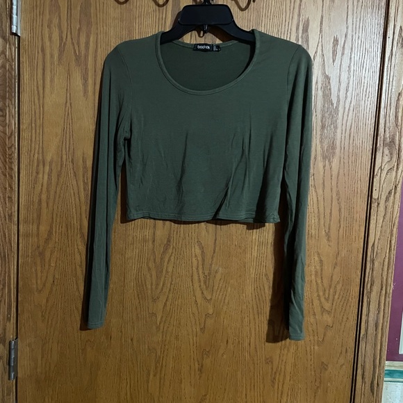 Green long sleeve crop top - Picture 2 of 2